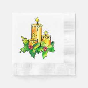 Yellow Merry Christmas And Happy New Year Napkin