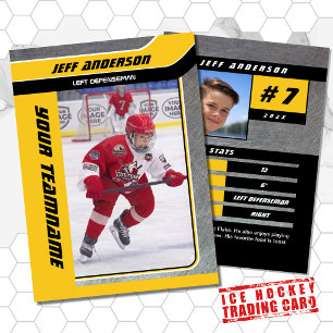 Yellow Metal Ice Hockey Trading Card