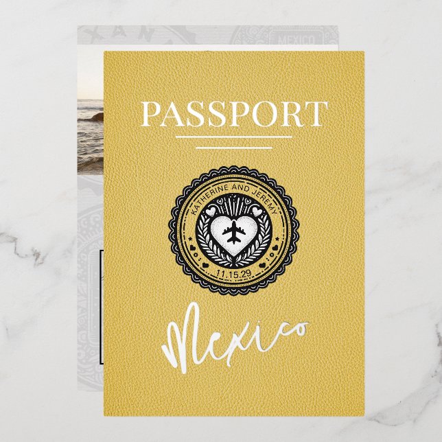 Yellow Mexico Passport Wedding (Front/Back)