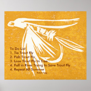 "Yellow Midge Trout Fly To Do List" Wet Fly Poster