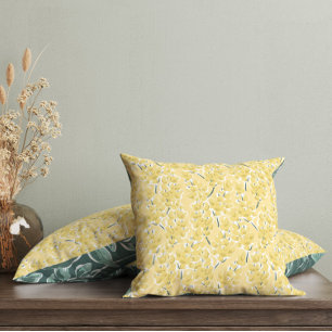 Yellow Mimosa Flowers Cushion