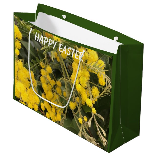 Yellow Mimosa Large Easter Gift Bag (Front Angled)