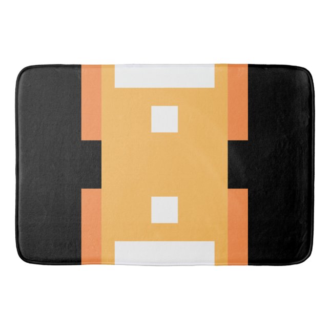Yellow Minimal Orange Black White Bath Mat (Front)