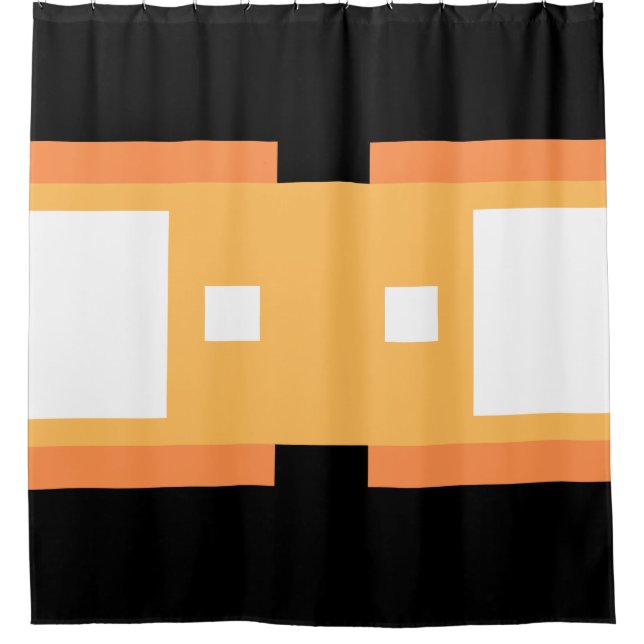 Yellow Minimal Orange Black White Shower Curtain (Front)