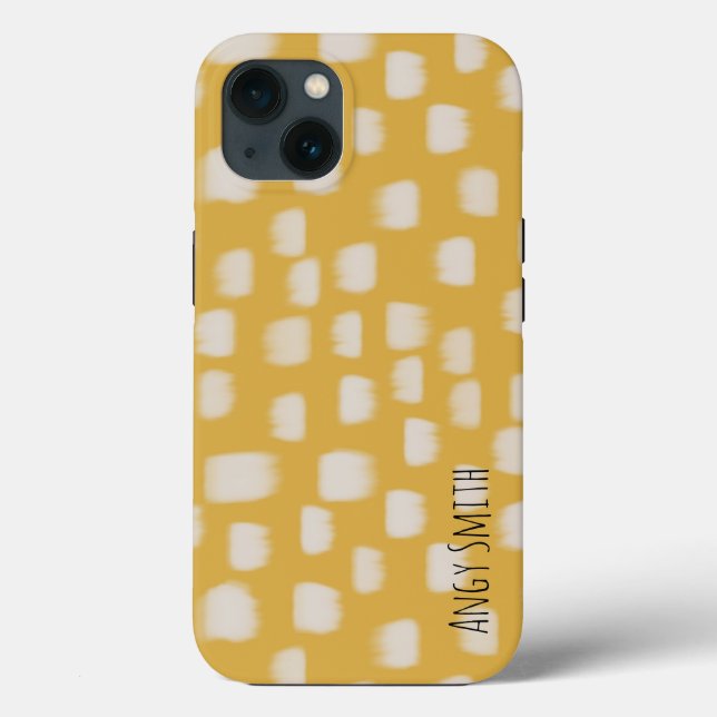 Yellow minimal pattern with side personalised name Case-Mate iPhone case (Back)