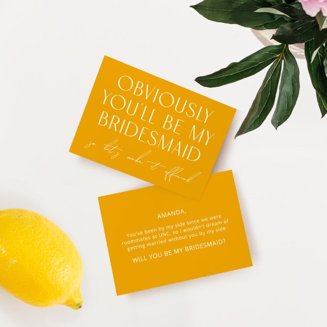 Yellow Minimal Will You Be My Bridesmaid Proposal  Invitation (Creator Uploaded)