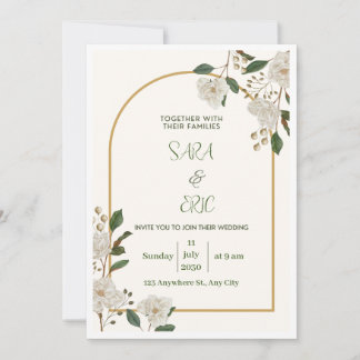 Yellow Minimalist Flower Wedding Invitation