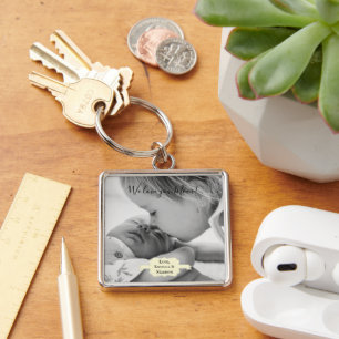 Yellow Minimalist Photo Mother's Day Keychain
