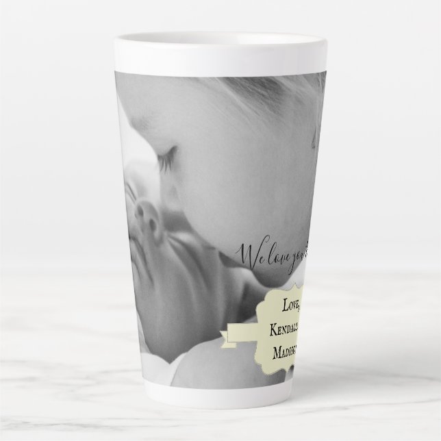Yellow Minimalist Photo Mother's Day Latte Mug (Front)