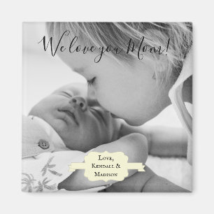 Yellow Minimalist Photo Mother's Day Magnet