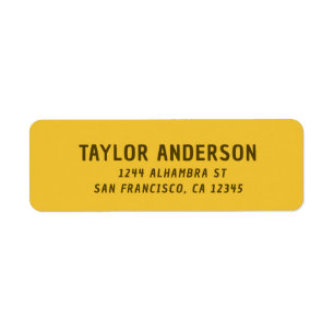 Yellow Minimalist Return Address Label