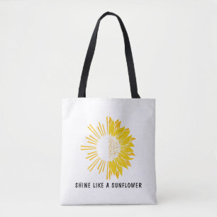 Yellow Minimalist Sunflower Tote Bag