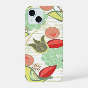 Yellow Mint Sweet Birds Floral Garden Blooms Chic iPhone 15 Case