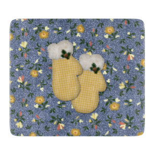 Yellow Mittens Glass Cutting Board