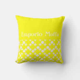 Yellow Mod Ball Design @ Emporio Moffa w/text Cushion