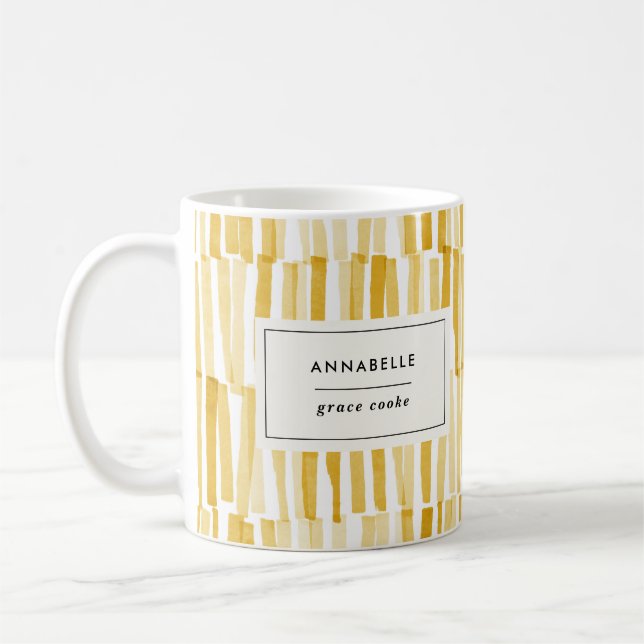 Yellow modern abstract pattern personalised gift coffee mug (Left)