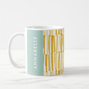 Yellow modern abstract pattern personalised gift coffee mug