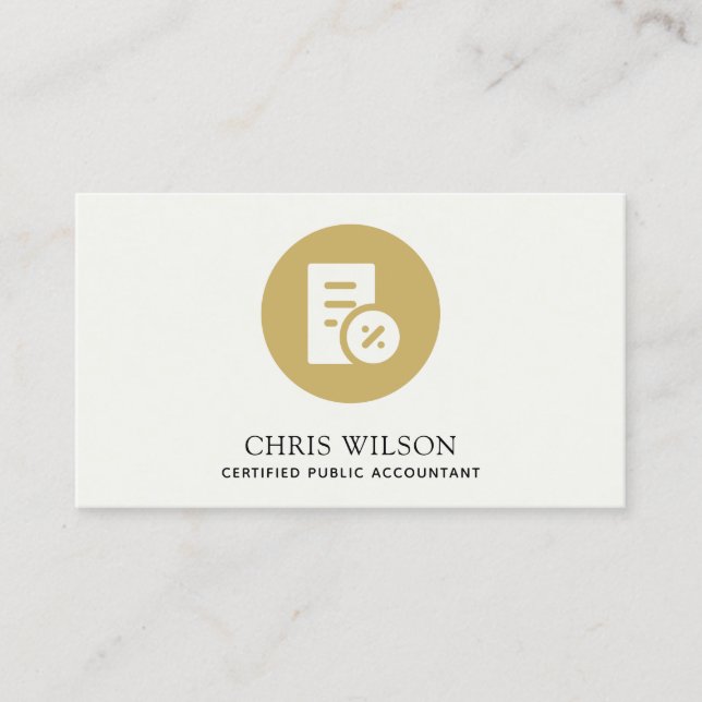 YELLOW MODERN CALCULATION ICON ACCOUNTING TAX BUSINESS CARD (Front)