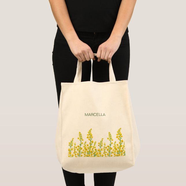 Yellow Modern Citrine Floral Blooms  Tote Bag (Front (Product))