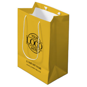 Yellow Modern Corporate Company Business Logo Medium Gift Bag