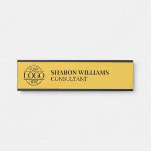 Yellow Modern Custom Business Logo Job Title Door Sign