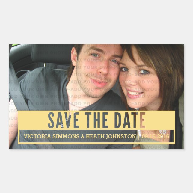 Yellow Modern Cut Out Save the Date Stickers (Front)