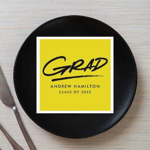 Yellow Modern Dashed Graduation Napkin