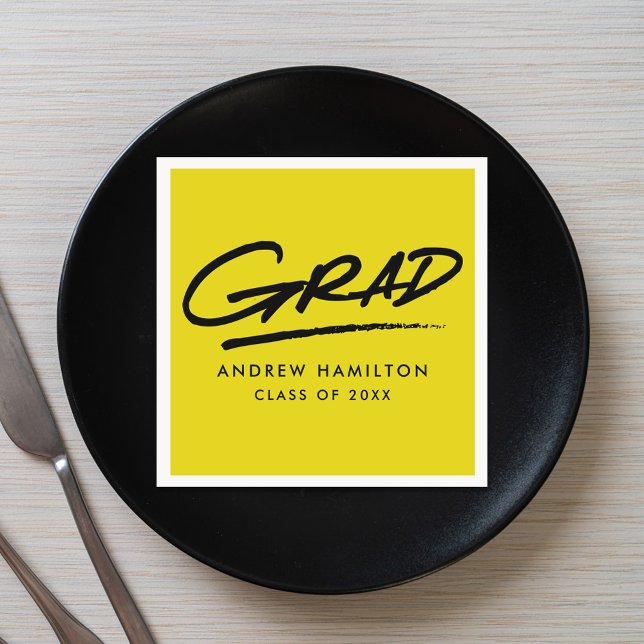 Yellow Modern Dashed Graduation Napkin (Creator Uploaded)