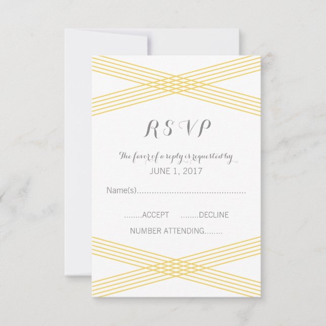 Yellow Modern Deco Response Card (Front)