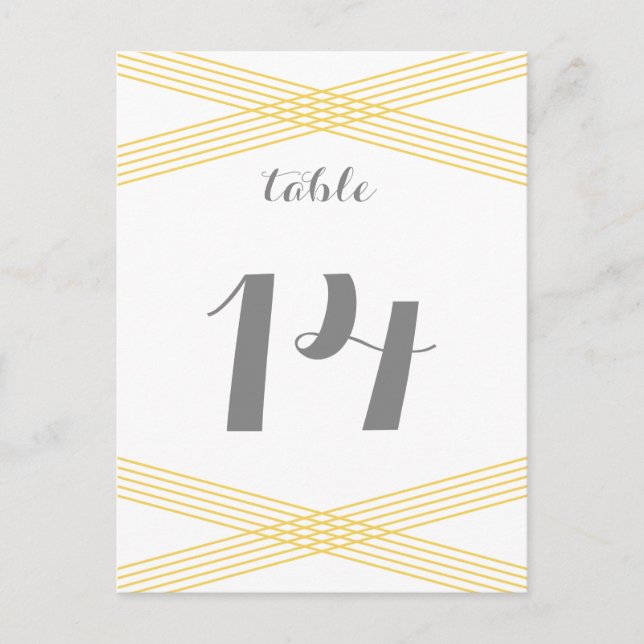 Yellow Modern Deco Table Postcard (Front)