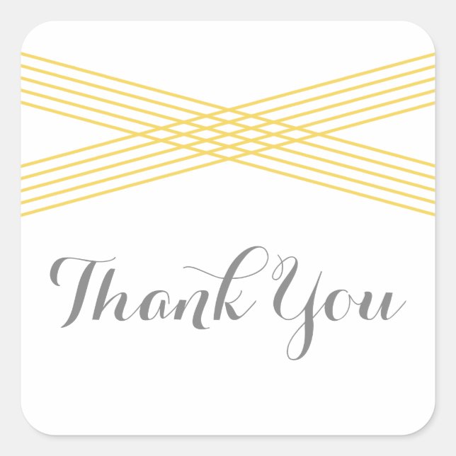 Yellow Modern Deco Thank You Stickers (Front)