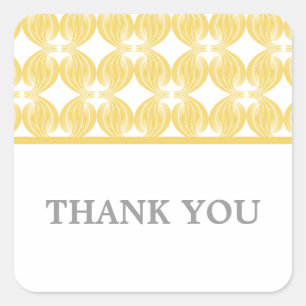 Yellow Modern Deco Thank You Stickers