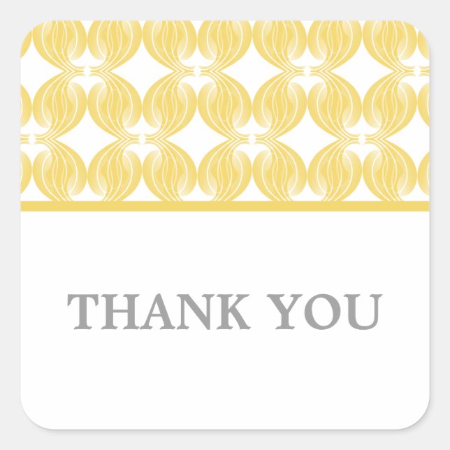 Yellow Modern Deco Thank You Stickers (Front)