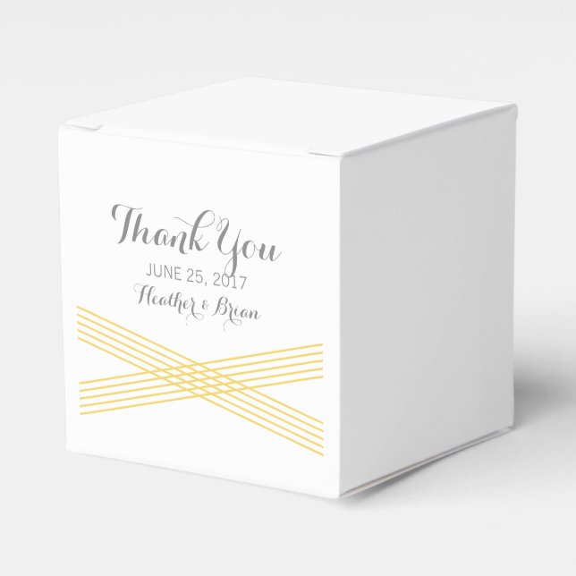 Yellow Modern Deco Wedding Favour Boxes (Front Side)