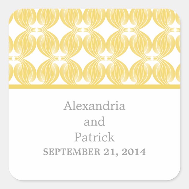 Yellow Modern Deco Wedding Stickers (Front)