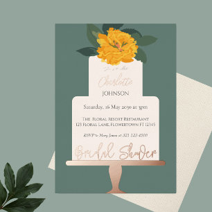 Yellow Modern  Floral Cake Bridal Shower Gold