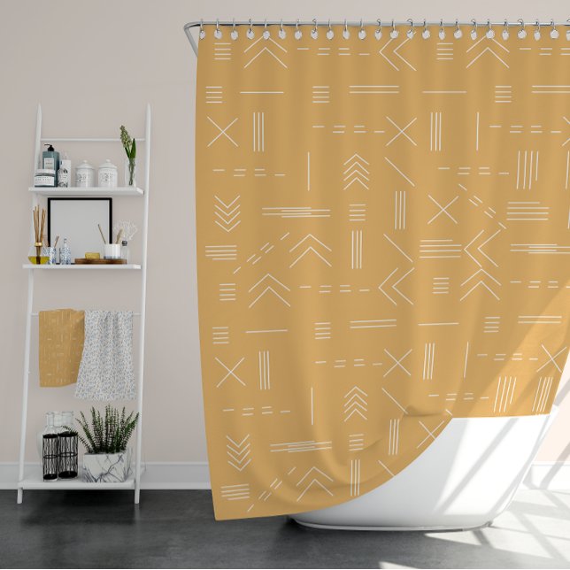 Yellow Modern Gorgeous Geometric Pattern Shower Curtain (Yellow Modern Gorgeous Geometric Pattern Shower Curtain)