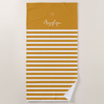 Yellow Modern Heart and Stripes Monongram  