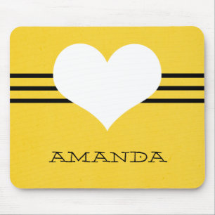 Yellow Modern Heart Mousepad