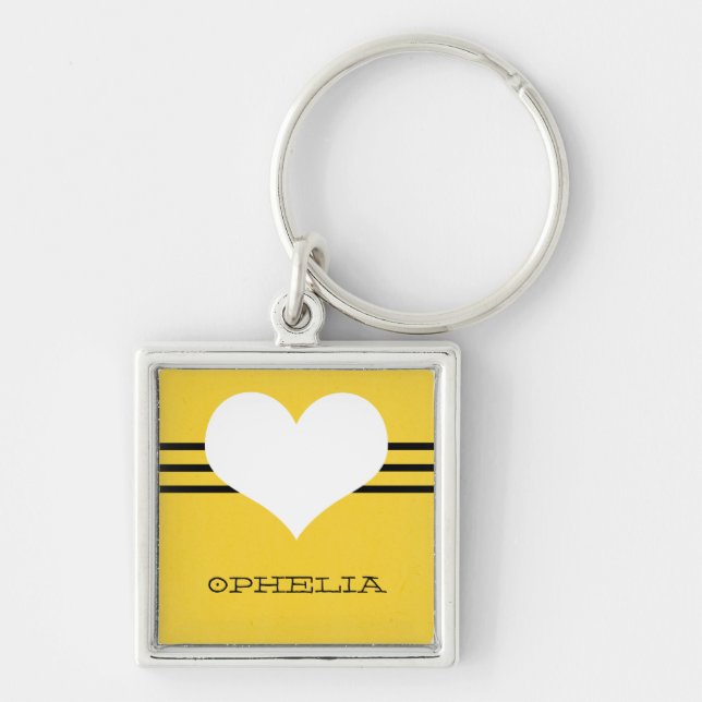 Yellow Modern Heart Premium Keychain (Front)