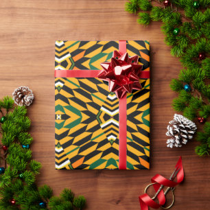 Yellow Modern Kente Print Wrapping Paper