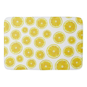 Yellow modern lemon slice fresh fruit  bath mat