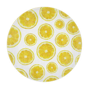 Yellow modern lemon slice fresh fruit cutting board