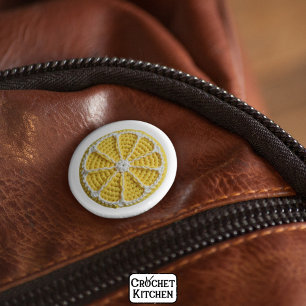 Yellow Modern Minimal Fresh Crochet Lemon Slice 6 Cm Round Badge