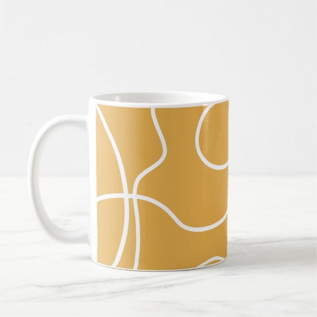 Yellow Modern Minimal Line Brush Strokes Coffee Mug (Left)