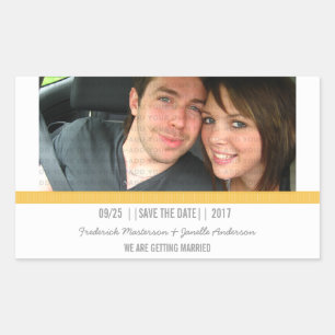 Yellow Modern Photo Save the Date Stickers
