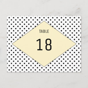 Yellow Modern Polka Dots Table Number Postcard