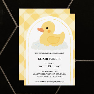 Yellow Modern Rubber Ducky Baby Shower Invitation