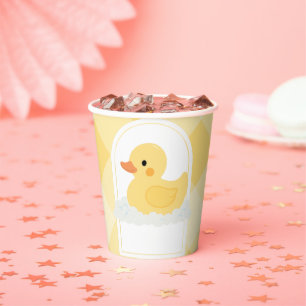 Yellow Modern Rubber Ducky Baby Shower Paper Cups