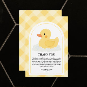 Yellow Modern Rubber Ducky Baby Shower Thank You Card